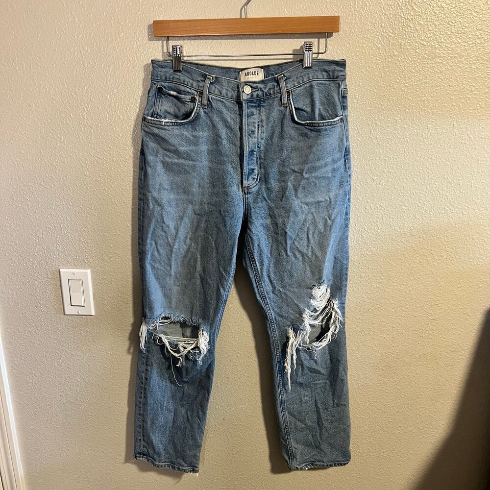 Agolde Riley High Rise Straight Crop Stretch Jeans Size 30 - Picture 2 of 7